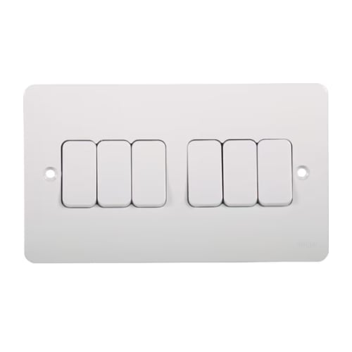Hager WMPS62 10a 6 Gang 2 Way Switch