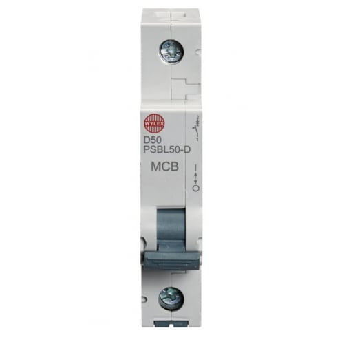 Wylex PSBL50-D 50 Amp Type D 10kA Single Pole MCB
