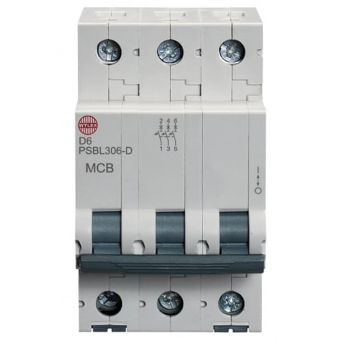 Wylex PSBL306-D 6 Amp Type D 10kA Triple Pole MCB