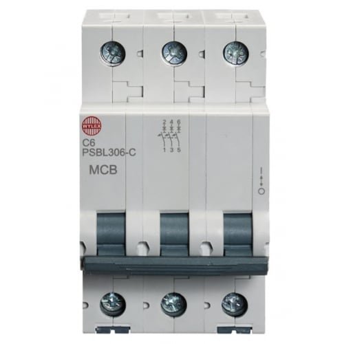 Wylex PSBL306-C 6 Amp Type C 10kA Triple Pole MCB