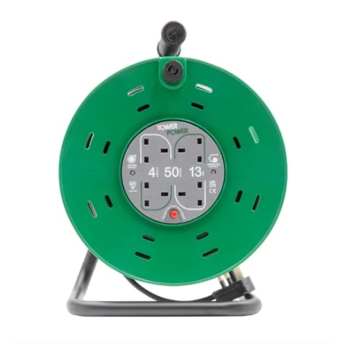 Tower TP25034 50m 4 Gang 13a Extension Reel