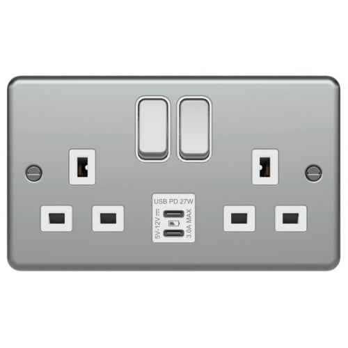 Hager WPSS82BKO-USBCC 2g 13a Metalclad Socket+USB C+C and Surface Box