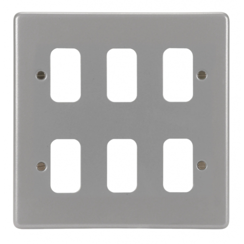 Hager WPGP6BKO 6 Gang Grid Plate complete with Surface Box(requires 2 x 3 gang grids)