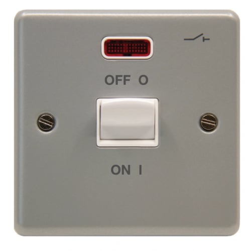Hager WPDP50NBKO 50a DP Switch + Neon complete with Surface Box