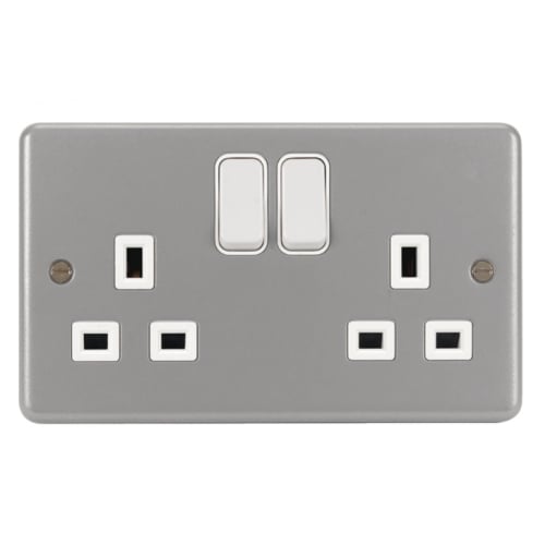 Hager WPSS82BKO 2 Gang 13a DP Switch Socket + Surface Box