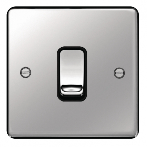 Hager WRPS16PSB 1 Gang Intermediate Switch Polished Steel/Black Insert