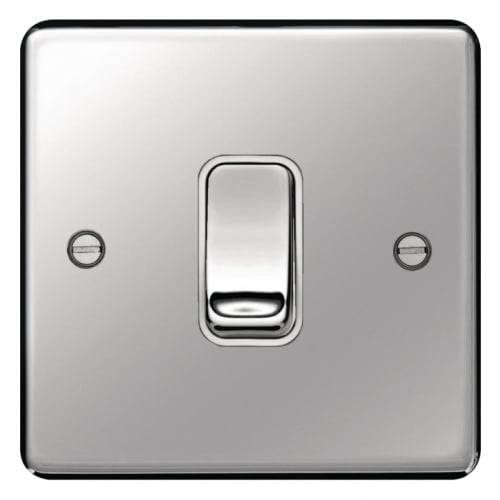 Hager WRPS12PSW 1 Gang 2 Way Switch Polished Steel/White Insert