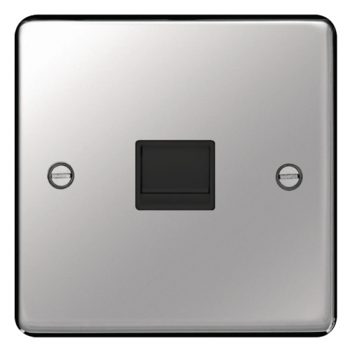 Hager WRBTMPSB Master Telephone Socket Polished Steel/Black Insert