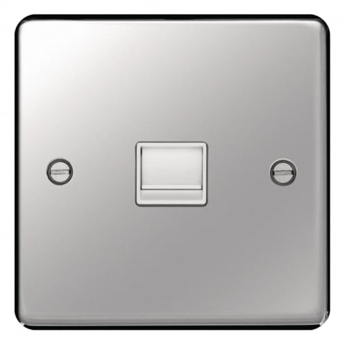 Hager WRBTSPSW Slave Telephone Socket Polished Steel/White Insert