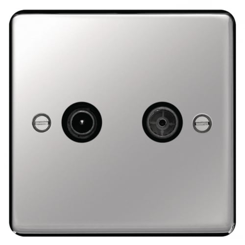 Hager WRDXPSB TV & FM/DAB Outlet Polished Steel/Black Insert