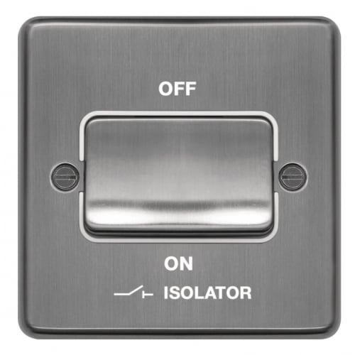 Hager WRPS3PIBSW Fan Isolator Switch Brushed Steel/White Insert