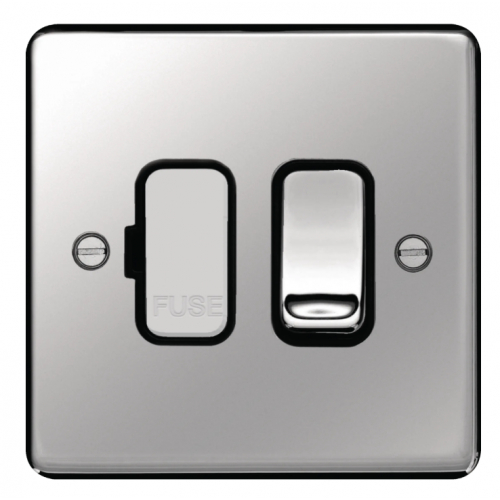 Hager WRSSU83PSB 13a DP Switched Spur Polished Steel/Black Insert