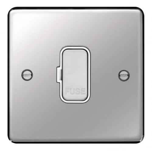 Hager WRSU83PSW 13a DP Unswitched Spur Polished Steel/White Insert