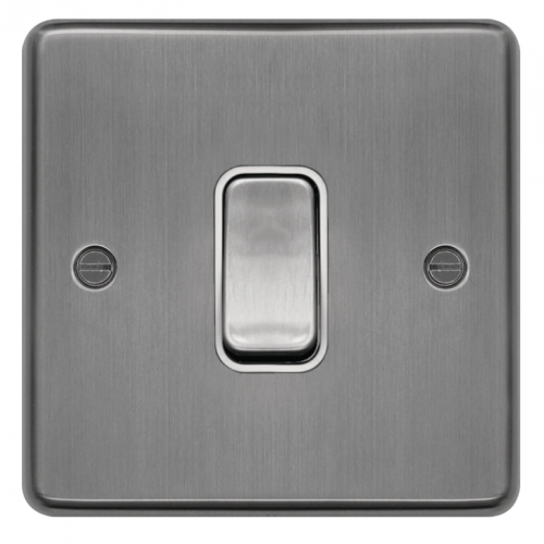 Hager WRDP84BSW 20a DP Switch Brushed Steel/White Insert