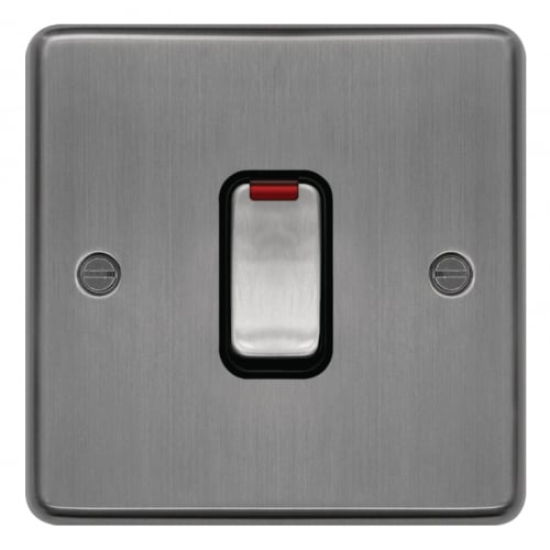 Hager WRDP84NBSB 20a DP Switch + Neon Brushed Steel/Black Insert