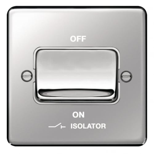 Hager WRPS3PIPSW Fan Isolator Switch Polished Steel/White Insert