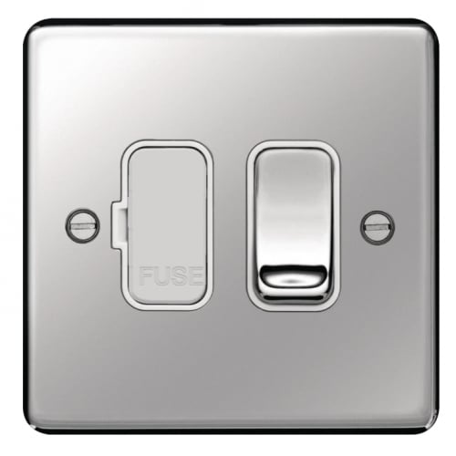 Hager WRSSU83PSW 13a DP Switched Spur Polished Steel/White Insert