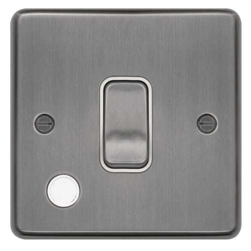 Hager WRDP84FOBSW 20a DP Switch + Flex Outlet Brushed Steel/White Insert