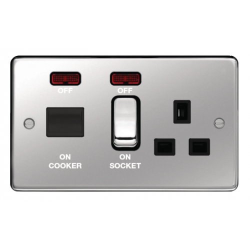 Hager WRCC50NPSB 45a Cooker Control Unit Polished Steel/Black Insert