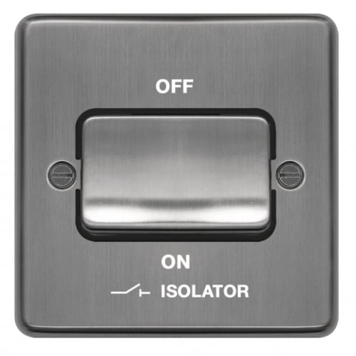 Hager WRPS3PIBSB Fan Isolator Switch Brushed Steel/Black Insert