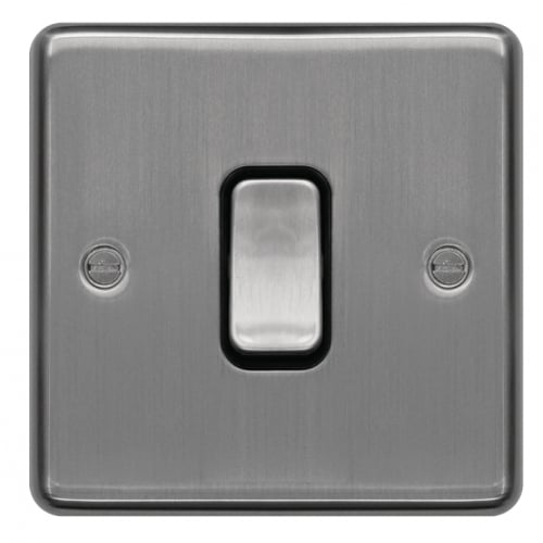 Hager WRDP84BSB 20a DP Switch Brushed Steel/Black Insert