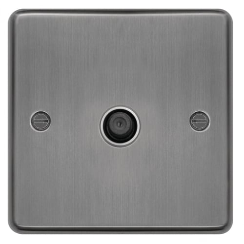 Hager WRSATBSW 1 Gang Satellite Socket Brushed Steel/White Insert