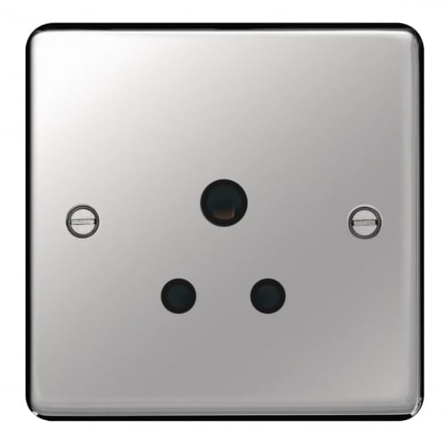 Hager WRS51PSB 1 Gang 5a Unswitched Socket Polished Steel/Black Insert