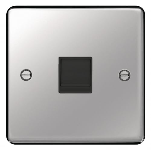 Hager WRRJ45PSB 1 Gang RJ45 Socket Polished Steel/Black Insert