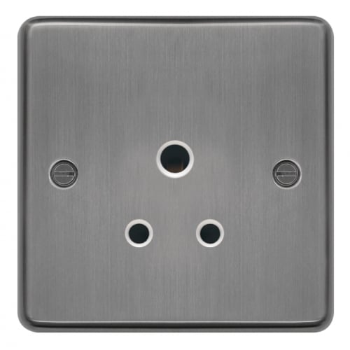 Hager WRS51BSW 1 Gang 5a Unswitched Socket Brushed Steel/White Insert