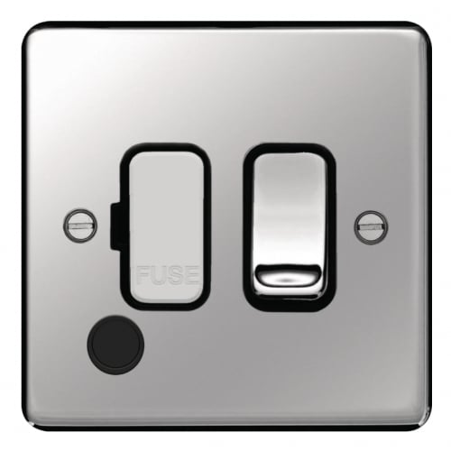 Hager WRSSU83FOPSB 13a DP Switched Spur + Flex Outlet Polished Steel/Black Insert