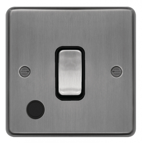 Hager WRDP84FOBSB 20a DP Switch + Flex Outlet Brushed Steel/Black Insert