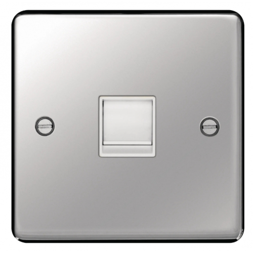 Hager WRRJ45PSW 1 Gang RJ45 Socket Polished Steel/White Insert