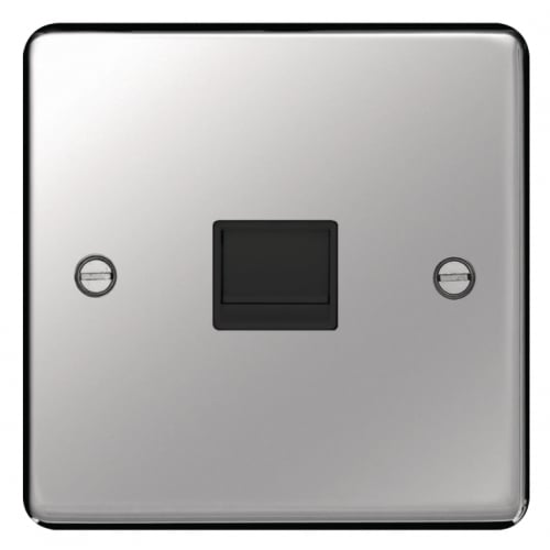 Hager WRBTSPSB Slave Telephone Socket Polished Steel/Black Insert