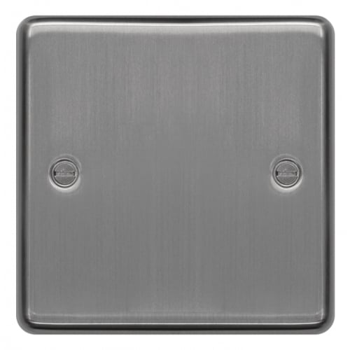 Hager WRP1BS 1 Gang Blank Plate Brushed Steel