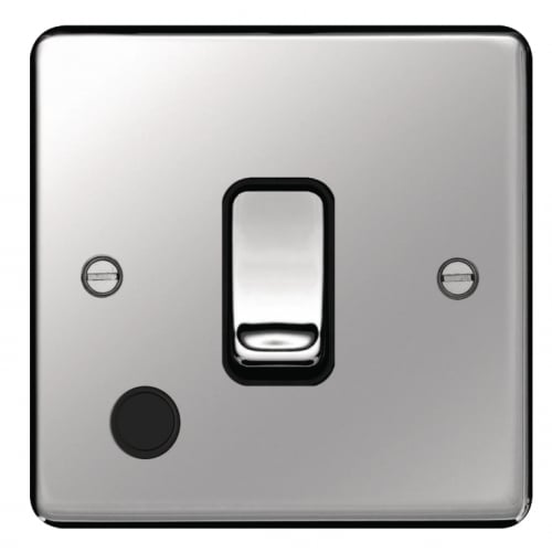 Hager WRDP84FOPSB 20a DP Switch + Flex Outlet Polished Steel/Black Insert