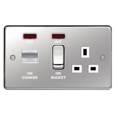 Hager WRCC50NPSW 45a Cooker Control Unit Polished Steel/White Insert