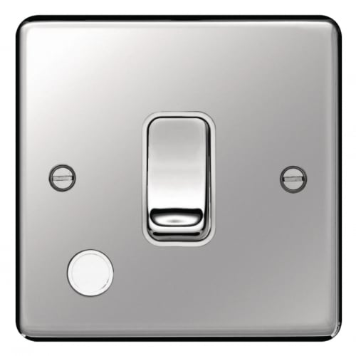 Hager WRDP84FOPSW 20a DP Switch + Flex Outlet Polished Steel/White Insert
