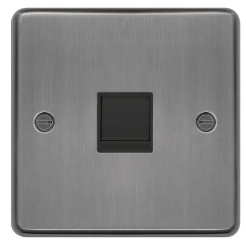 Hager WRRJ45BSB 1 Gang RJ45 Socket Brushed Steel/Black Insert