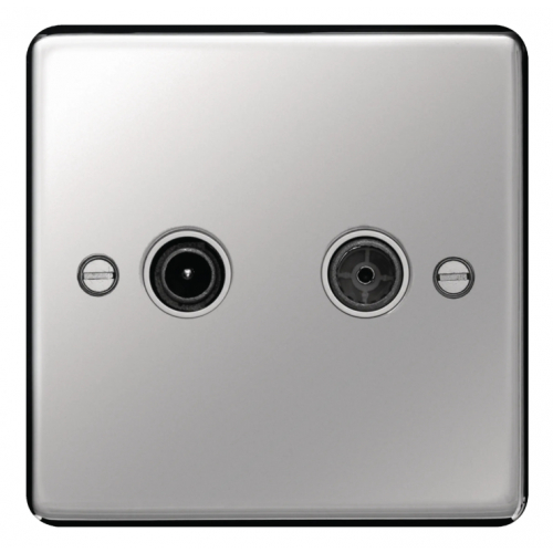 Hager WRDXPSW TV & FM/DAB Outlet Polished Steel/White Insert