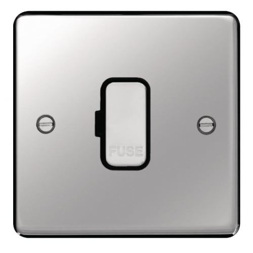 Hager WRSU83PSB 13a DP Unswitched Spur Polished Steel/Black Insert