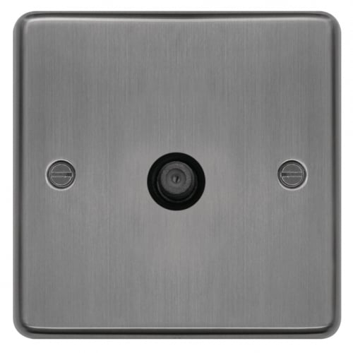 Hager WRSATBSB 1 Gang Satellite Socket Brushed Steel/Black Insert