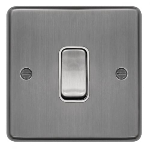 Hager WRPS12BSW 1 Gang 2 Way Switch Brushed Steel/White Insert