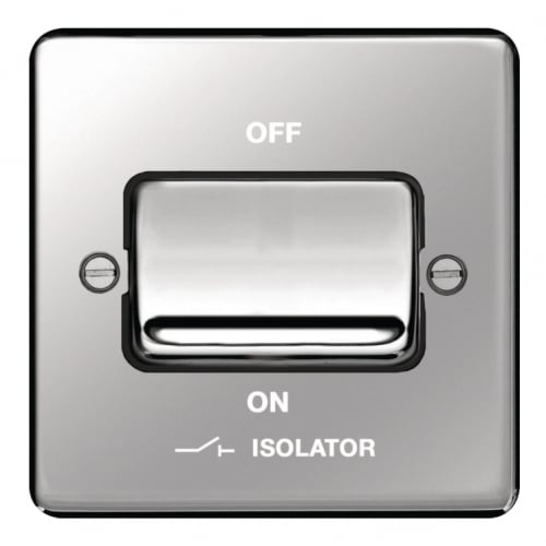 Hager WRPS3PIPSB Fan Isolator Switch Polished Steel/Black Insert