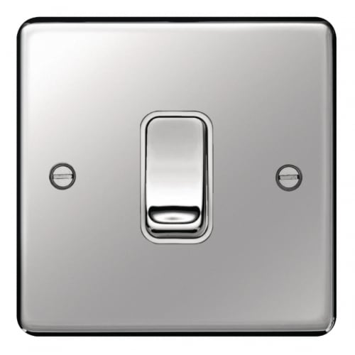 Hager WRDP84PSW 20a DP Switch Polished Steel/White Insert
