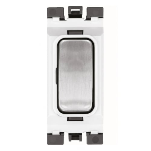 Hager WMGS16BSW 20a Intermediate Grid Switch Brushed Steel/White Insert