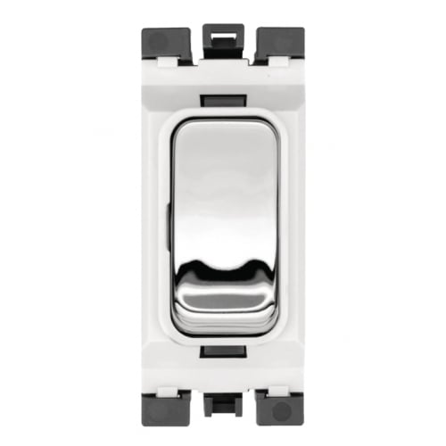 Hager WMGSDP2PSW 20a DP Grid Switch Polished Steel/White Insert