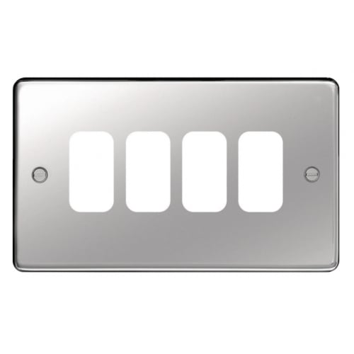 Hager WRGP4PS 4 Gang Grid Plate Polished Steel