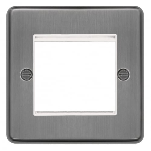 Hager WRP2EUBSW 2 Module Euro Plate Brushed Steel/White Insert