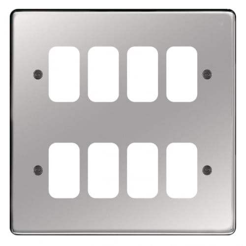 Hager WRGP8PS 8 Gang Grid Plate Polished Steel