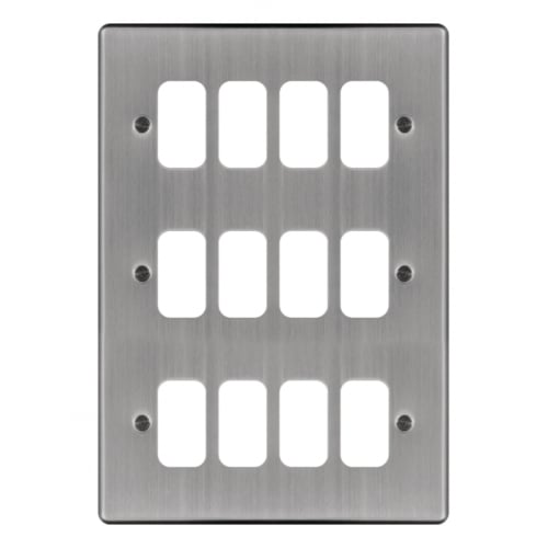 Hager WRGP12BS 12 Gang Grid Plate Brushed Steel